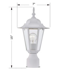 WISBEAM Outdoor Post Light, Pole Lantern, E26 Base 60W Max, Metal Housing Plus Glass, Wet Location Rated, ETL Qualified, Bulbs not Included (White Finish)