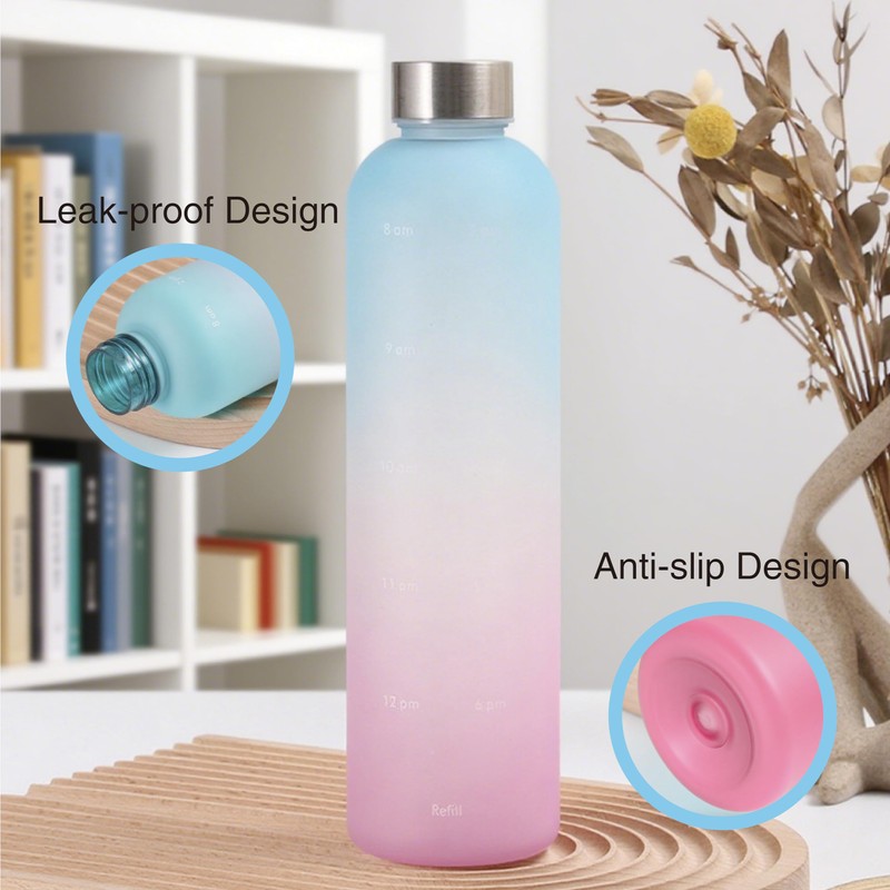 DmDoyy Water Bottle, 1 Litre, Lightweight Sports Bottle, Leak-Proof, BPA-Free