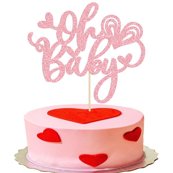 Ephlyn - Decoración para tartas para el día de San Valentín, diseño de corazón con purpurina, decoración para tartas de San Valentín, cumpleaños, baby shower, color rosa