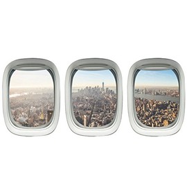 Plane Window Sticker - Aviation Window Decal City Skyline Wall Cling VWAQ-PPW25