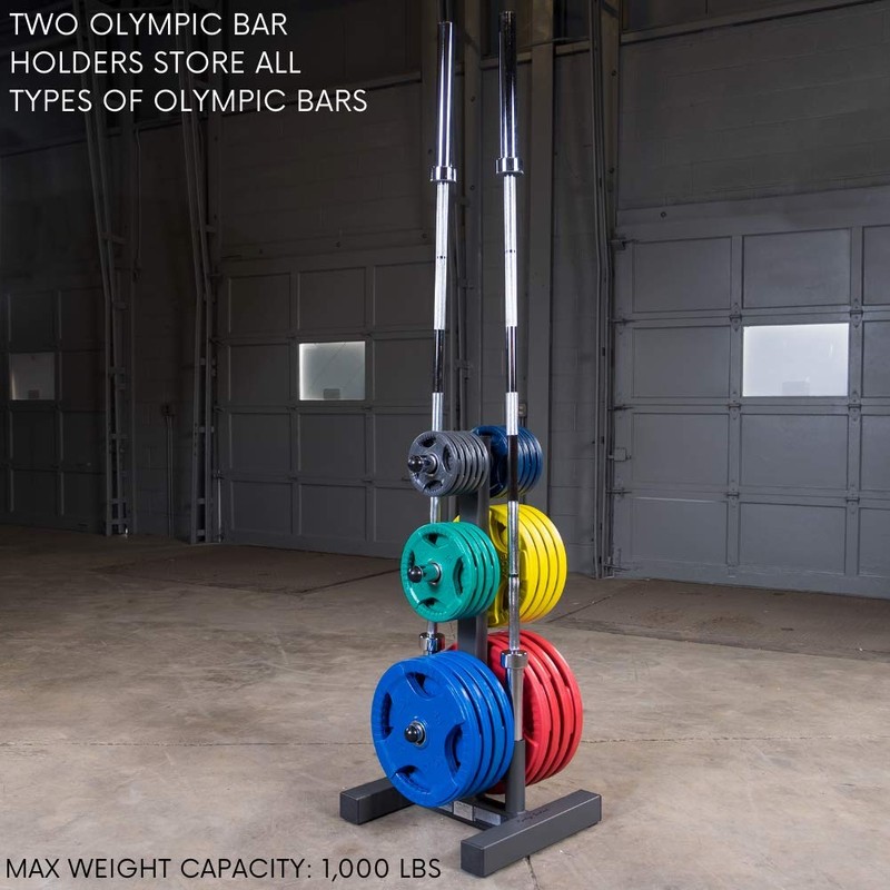 Body-Solid WT46 Olympic Weight Plate Tree and Bar Holder,Black