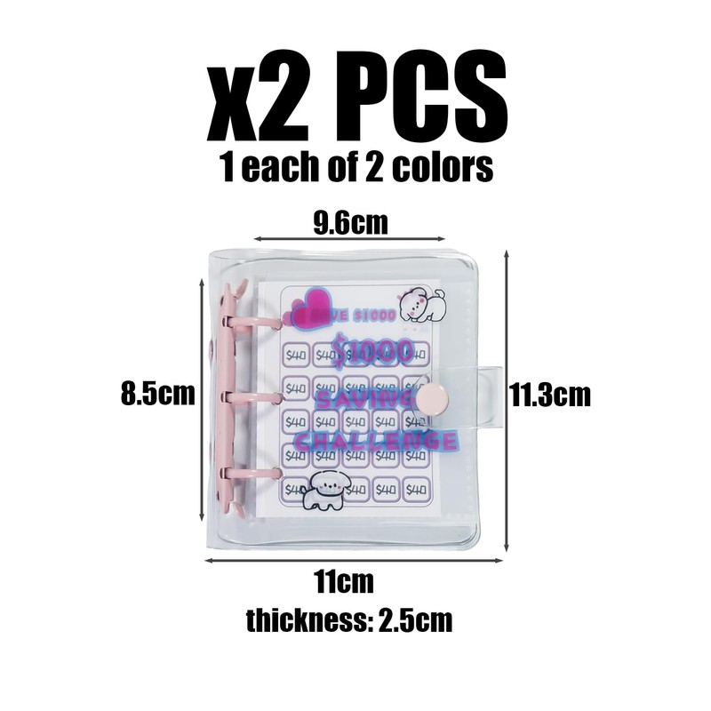 2-Piece Savings Challenge Binder, Mini Savings Binder, $1000 Savings Challenge