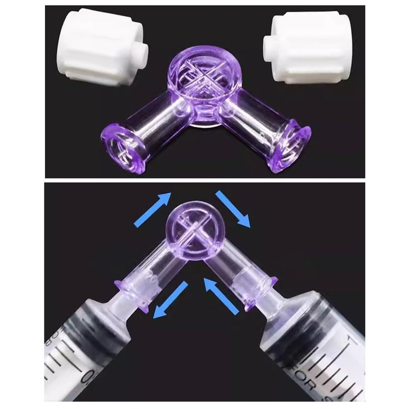 DeaHea 6 Pack Syringe Coupler Disposable 90 Degree Two Way