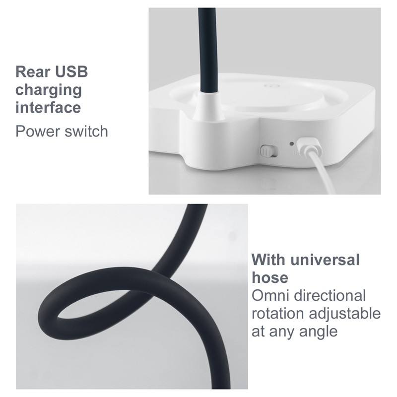 LED Table Light 3 Levels Dimming USB Charging Adjustable Gooseneck