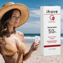 iHave Sunscreen for Face, SPF 50 Face Sunscreen Lotion with Broad Spectrum UVA UVB Protection, Oil-Free Fast-Absorbing Sunblock for All Skin Type, Travel Facial Sun Screen Protector, Sun Skin Care