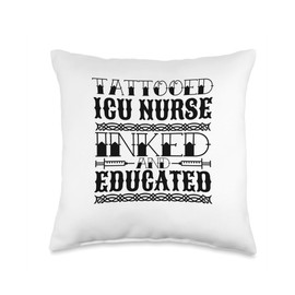 ICU Nurse Tattoo Lover Intensive Care Unit Nursing Throw Pillow