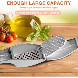 Premium Stainless Steel Garlic Press – Heavy-Duty Garlic Crusher & Ginger Mincer – No Peeling Needed, Rust-Proof, Easy Squeeze, Ergonomic Handle, Dishwasher Safe, Professional Kitchen Tool