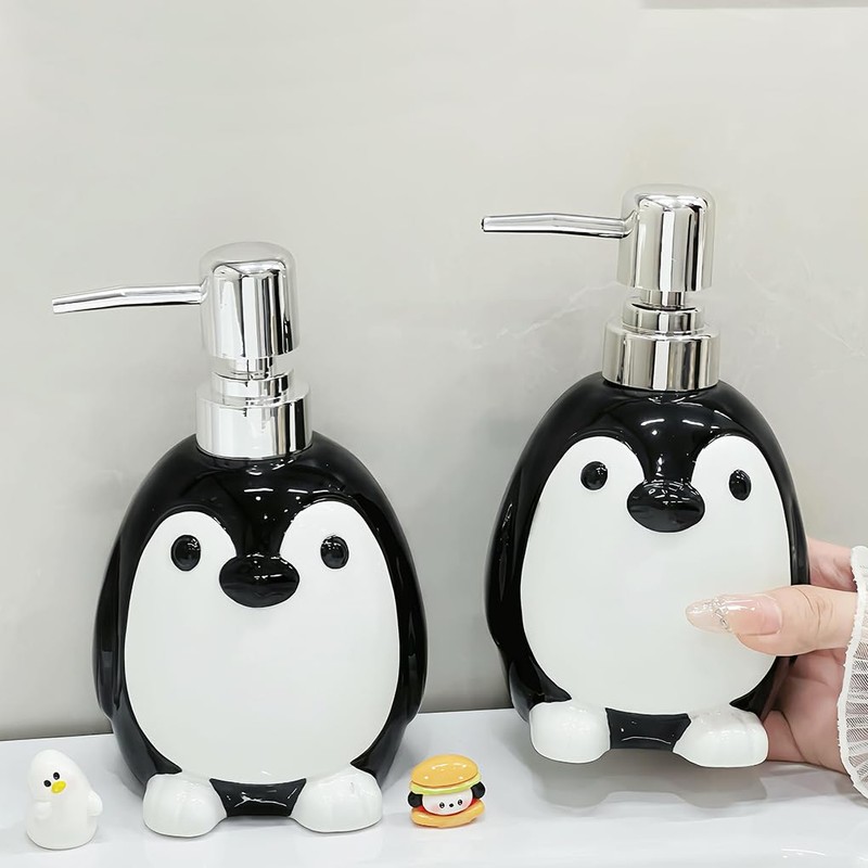 Animal Ceramic Soap Dispenser with Plastic Pump, Refillable Lotion Soap