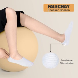 Falechay Trainer Socks, 8 Pairs, No Show Invisible Socks, Unisex, Black / White / Grey / Skin Colour, Sizes EU 35–38, 39–42, 43–46