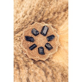 Lebensquelle Plus Black Tourmaline/Schorl Raw Stone Pendant with Leather Cord