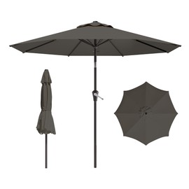 AreShark 9 FT Patio Umbrella for Outdoor, Outdoor Umbrella with Push Button Tilt and Crank, Outdoor Patio Umbrellas with 8 Sturdy Ribs for Market, Garden, Deck, Backyard, Pool (Gray)