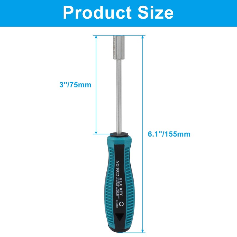 Bivethoi 4Pcs 5.5mm Nut Driver Socket Driver Non-Magnetic Tip Six