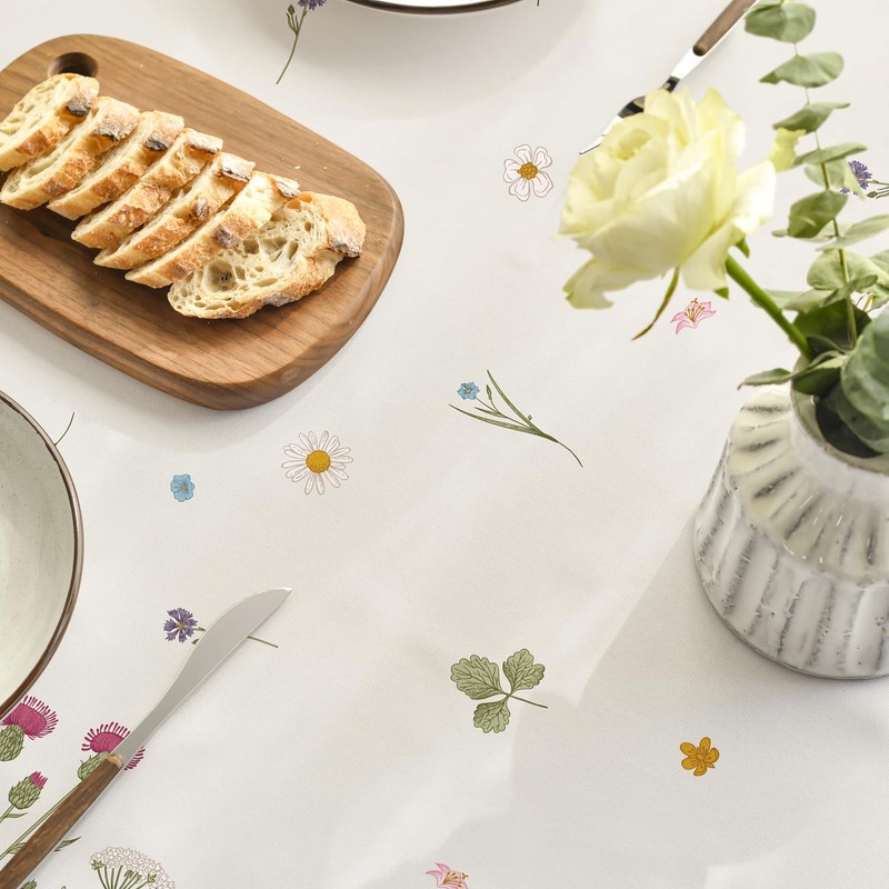 Horaldaily Spring Summer Tablecloth 60x84 Inch Oval, Wild Flowers Floral