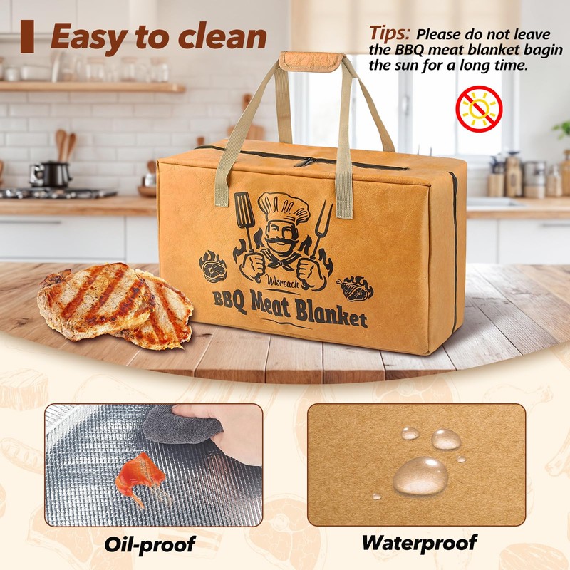 Wisreach Insulated BBQ Meat Resting Blanket, 18" Extra-Large Triple-Layer Brisket