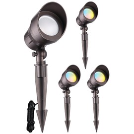 LEONLITE 5CCT Low Voltage LED Landscape Spotlight, Update 1800K2700K3000K4000K5000K Selectable, 5W 12V Pathway Lights Outdoor, CRI90, Aluminum Spot Lights for Garden, ETL, IP65 Waterproof, Pack of 4