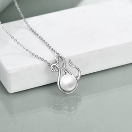 ONEFINITY Swan Necklace 925 Sterling Silver Freshwater Pearl Swan Pendant Necklace Jewelry for Women