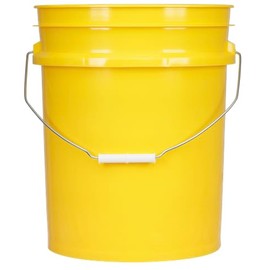House Naturals 5 Gallon Food Grade Plastic Bucket with Air Tight Screw on Lid Made in USA Container (Yellow Bucket with Red Lid)