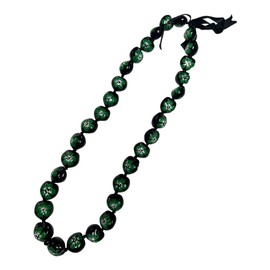 Kukui Nut Necklace Lei - Green Hibiscus Flower