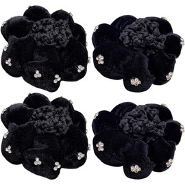 UKCOCO 4 Piezas Redecillas para el Cabello de Mujer Negra, Cubierta para Moño, Accesorios para Ballet, Enfermería y Cocina, Paquete de 4, Fácil de Usar