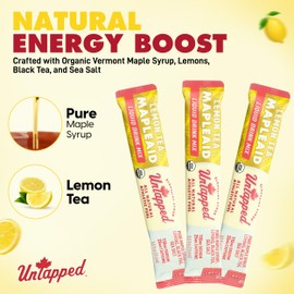 Untapped Lemon Tea Mapleaid - 20 Single-Serve Packets | Organic Maple Syrup, Lemon Juice & Black Tea | Running Fuel with Energizing Electrolytes & Caffeine | Naturally Powered by Pure Vermont Maple