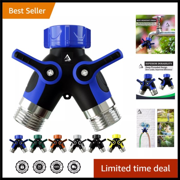 Unbranded Heavy-Duty Zinc Alloy 2 Way Hose Splitter - Dual