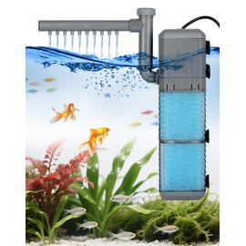 NETONDA Aquarium Filter Adjustable Aquarium Pump 800L/H 9W Quiet Internal Filter Aquarium with 2 Filter Sponges Aquarium Filter Pump for Aquariums up to 250 L