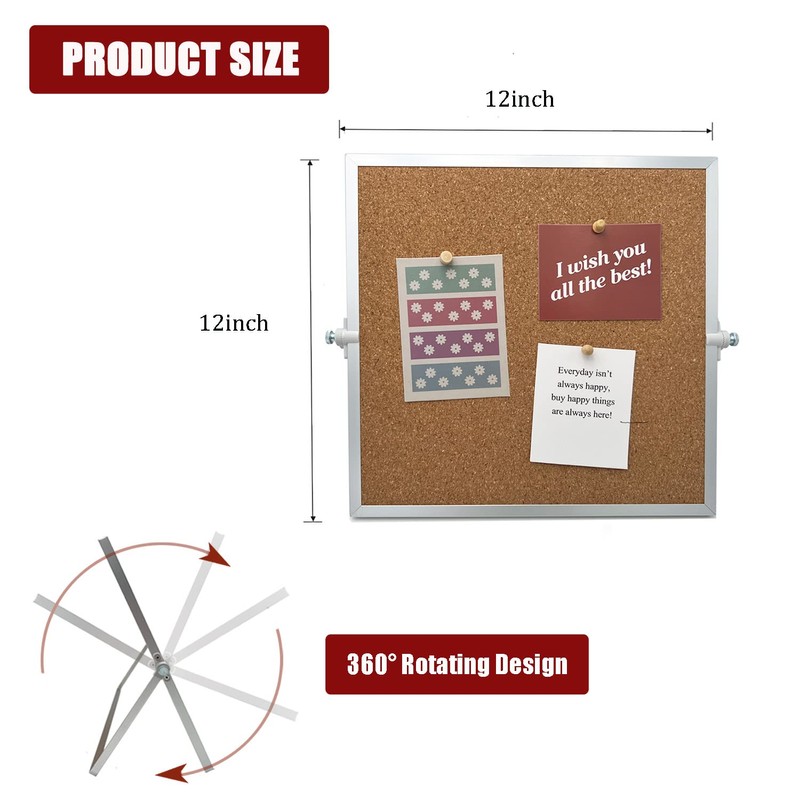 SELECTOP Desktop Cork Board, Double Sided Bulletin Board Message Board