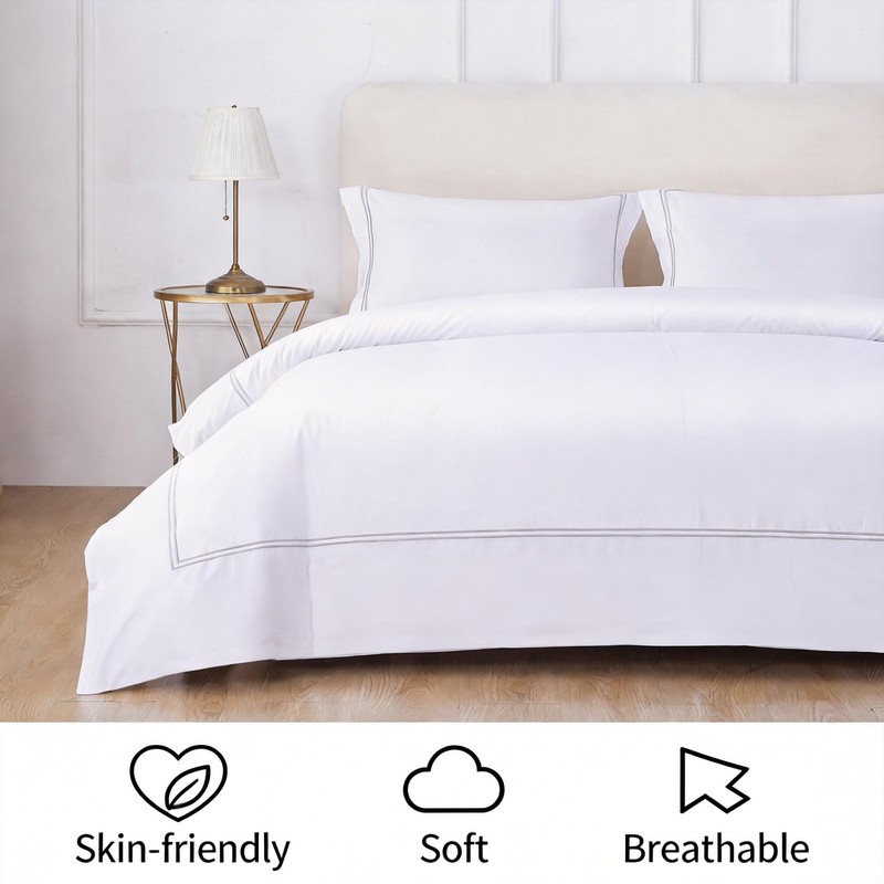 AORISSI 100% Cotton Duvet Cover Set Soft Comfortable with Embroidery