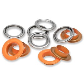 Prym 542566 542542 Eyelets with Washers 11 mm Red/Silver Can be Used with Vario Creative Tool, Orange, Diameter 14 mm, 15 Quantities