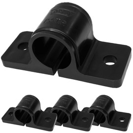 Kouei Kasei KFBS01-2105 Resin Saddle Band, 0.6 inch (16 mm), Pipe Fixing Hardware Joints, Wiring, Cables, Fasteners, Walls, Black, 4 Pieces