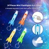 24 Pcs Helicopter Mini Rocket Flashlight Keychain Outer Space Party
