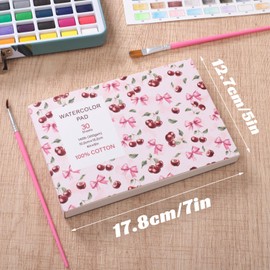 30 Sheets Watercolor Paper Pad with 2 Pcs Watercolor Brush, 140 lb/300 GSM Watercolor Paper Cold Press Tearable Water Color Pad for Art Painting, Drawing, Mixed Media(4x6 Inch)