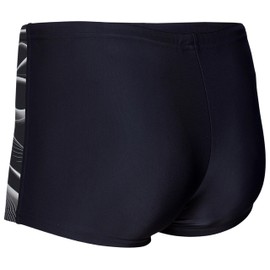 Aquarti Men's Swimming Trunks Short Sporty Stripes, 11307 Black/Grey, M