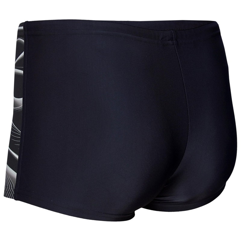Aquarti Men's Swimming Trunks Short Sporty Stripes, 11307 Black/Grey, M