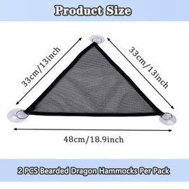 Bearded Dragon Lizard Hammock, Reptile Hammock Bearded Dragon Hammock Breathable Mesh Geckos Hammock Accessories for Iguanas, Anoles, Geckos, Snakes, Chameleon - 2pcs Black