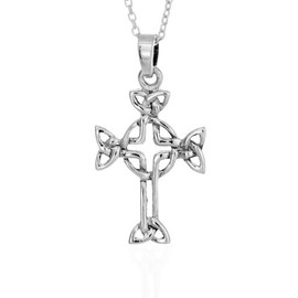 Toucan of Scotland Sterling Silver Celtic Knotwork Cross Pendant - 22mm x 15mm with 18 inch curb chain and supplied in our quality gift box.