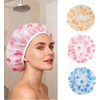 3 Gorros de Ducha Impermeables Elásticos Rojo Azul Amarillo Mujer