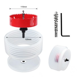 hsawbit 110mm Hole Saw Hole Cutter with Dust Collector, Holesaw Dust Catcher (125mm) for Recessed Lights Drilling Soft Wood, PVC Board and Plastic Plate
