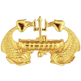 Best Navy Officers Deep Submergence Insignia Badge Pin, 1-7/16"W x 3/4"H, Bright Gold