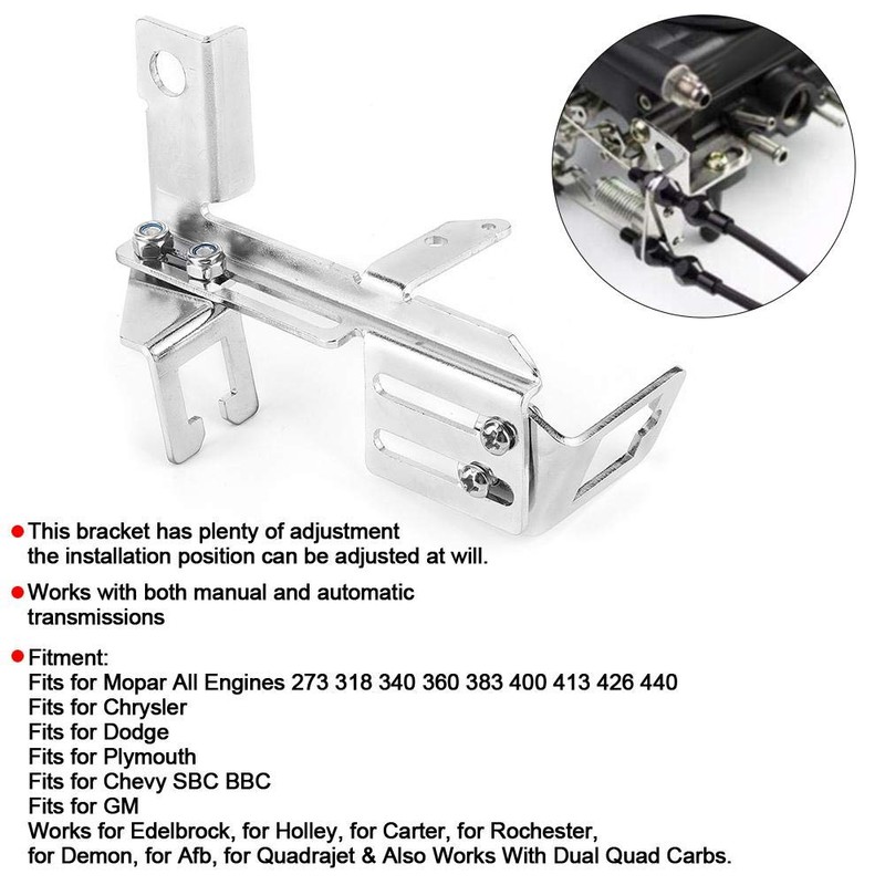 Throttle Cable Bracket, 2pcs Adjustable Throttle Cable Bracket Kickdown Chrome