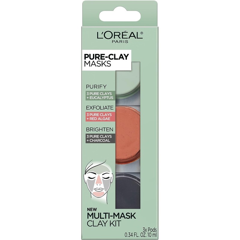 Máscara de arcilla pura LOréal Paris Detox Brighten, 1.7 fl.
