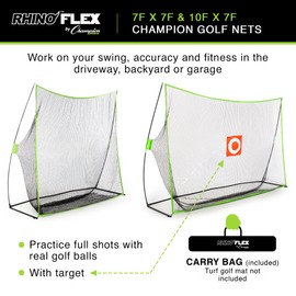 Champion Sports Rhino Flex Golf Net - 10' x 7' Practice Net with Target for Enhanced Precision