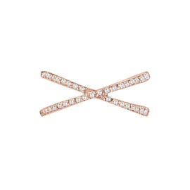 Elli Women's 925 Sterling Silver Rose Gold Plated Xilion Cut Zirconi Crossed Ring, Size N