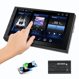 Haudio Double Din Portable Wireless CarPlay Screen for Car, 7" HD Touchscreen with Apple CarPlay, Android Auto, GPS Navigation, Bluetooth, Voice Control, Mirror Link (2+32G, No Backup Camera)