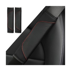 LKAHG 2PCS Car Seatbelt Pads, Auto Shoulder Belt Seatbelt Shoulder Strap Covers, Carbon Fibre Leather Vehicle Interior Seat Belt Comfort Guard Accessories, Universal for RV, SUV, Truck (Black)