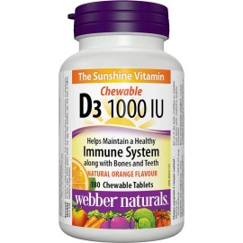 Webber Naturals Vitamin D3 1,000 IU, 180 Chewable Orange Tablets