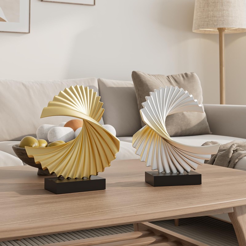 Paytonture Ocean Wave Sculpture - Modern Funky Abstract Statue, Resin