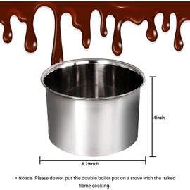 Stainless Steel Double Boiler Melting Pot with Heat Resistant Handle, Large Capacity Chocolate Melting Pot for Butter Candy Butter Cheese, Candle Making (600/1600ML)