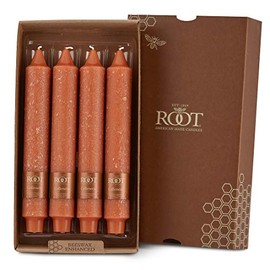 Root Candles Unscented Timberline Collenette 9-Inch Dinner Candles, 4-Count, Rust