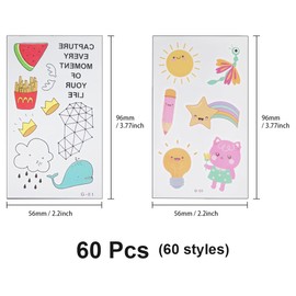 UMCHU 60 Sheets Tattoo Stickers for Women Fruits Animals Sun Unicorns Ice Cream Tattoo Stickers, Realistic Fake Tattoos, Waterproof Temporary Tattoo Stickers